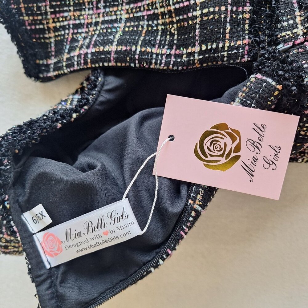 Nwt Mia Belle Girls Tweed Lined Dress Size 6 Preppy Formal Old Money Girly Cute — image 4 of 8